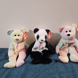 Ty Multicolor and Black & White Plush Bears